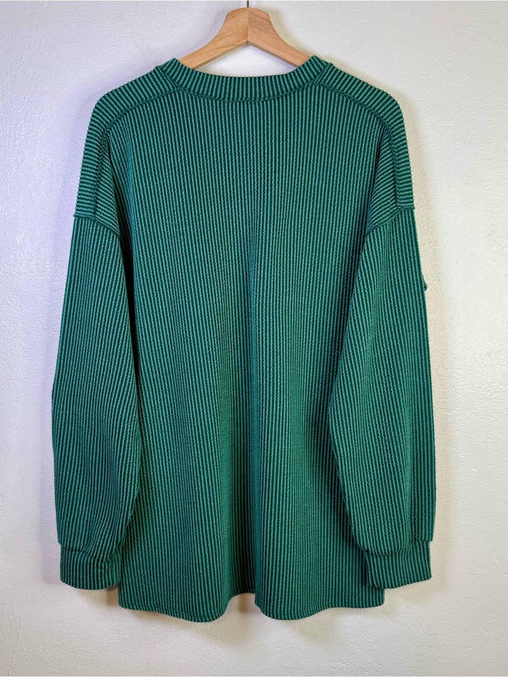 Heimish USA Emerald Green V-Neck Ribbed Slouchy Oversized Sweater Size Large - Picture 15 of 16